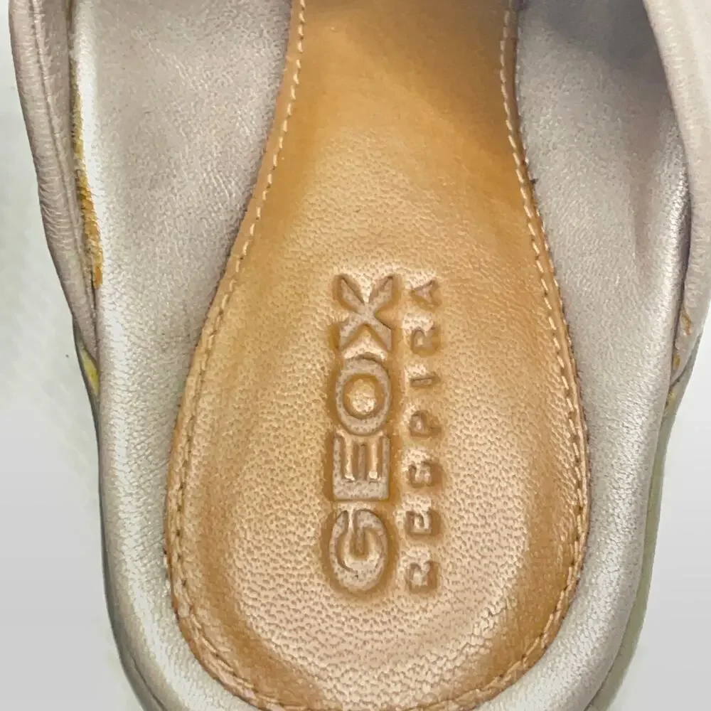 Geox Metallic Taupe Twist Strap Vamp Slide Sandals Size 37